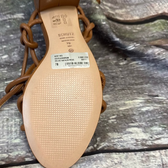Nicky Mid Nappa Leather Sandals By Schutz Size 7 - Picture 9 of 9
